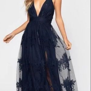 NWT Navy Luxxel maxi dress